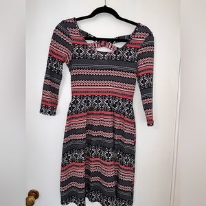 Red/blue knit dress